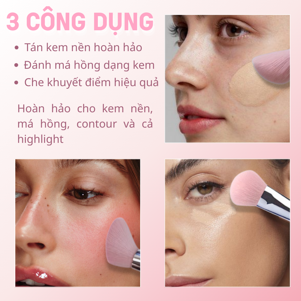 Cọ Trang Điểm Đánh Nền Và Đánh Má Hồng Lông Mềm Form Cọ Vát MORPHE Foundation Brush M47